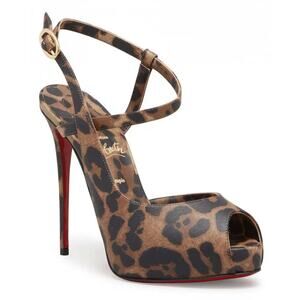 Christian Louboutin Jenlove Alta 120 Brown Strap Platform Sandal Heel Pump 39.5
